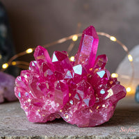 Pink Angel Aura Quartz Cluster | Crystal Stone Decor