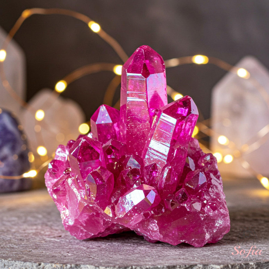Aura Quartz Crystal Cluster | UV Reactive Color-Changing Decor - photo 1