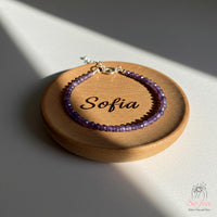 Amethyst Anklet | 3MM Faceted Beads | Dainty Crystal Jewelry