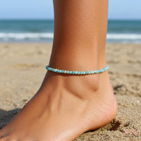 Amazonite Anklet | 2MM Faceted Beads | Dainty Summer Styling Accessories