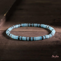 Aquamarine Stretchy Bracelet | Layering Gemstone Heishi Beaded Bracelets