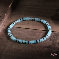 Aquamarine Stretchy Bracelet | Layering Gemstone Heishi Beaded Bracelets