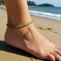 Peridot Anklet | 3MM Faceted Beads | Dainty Crystal Jewelry