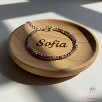 Rainbow Tourmaline Anklet | 3MM Faceted Beads | Dainty Summer Styling Accessories