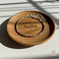 Rainbow Tourmaline Anklet | 3MM Faceted Beads | Dainty Summer Styling Accessories