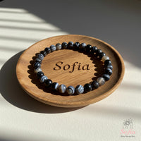 4MM Armband aus schwarzem Achat | Filigraner Kristallschmuck mit Perlen