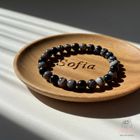 4MM Armband aus schwarzem Achat | Filigraner Kristallschmuck mit Perlen