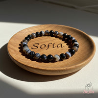 4MM Armband aus schwarzem Achat | Filigraner Kristallschmuck mit Perlen