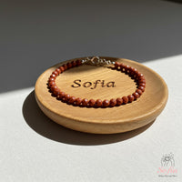 Red Jasper Anklet | 3MM Faceted Beads | Dainty Summer Styling Accessories