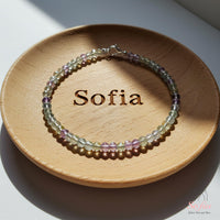 Rainbow Fluorite Anklet | 3MM Faceted Beads | Dainty Summer Styling Accessories