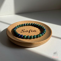 4MM Azurite & Malachite Bracelet | Dainty Beaded Crystal Jewelry