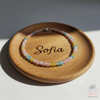Rainbow Morganite Anklet | 3MM Faceted Beads | Dainty Summer Styling Accessories