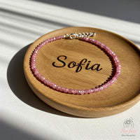 Pink Tourmaline Anklet | 3MM Faceted Beads | Dainty Summer Styling Accessories