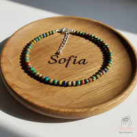 Floral Jasper Anklet | 4MM Polished Beads | Dainty Summer Styling Accessories