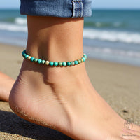 Turquoise Jasper Anklet | 4MM Polished Beads | Dainty Summer Styling Accessories