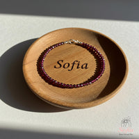 Garnet Anklet | 3MM Faceted Beads | Dainty Crystal Jewelry