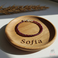 Garnet Anklet | 3MM Faceted Beads | Dainty Crystal Jewelry