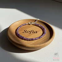 Amethyst Anklet | 3MM Faceted Beads | Dainty Crystal Jewelry