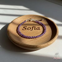 Amethyst Anklet | 3MM Faceted Beads | Dainty Crystal Jewelry