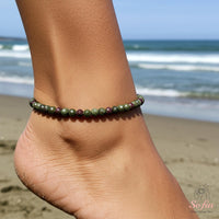 Bloodstone Anklet | 3MM Faceted Beads | Dainty Summer Styling Accessories