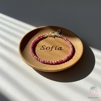 Rhodonite Anklet | 3MM Faceted Beads | Dainty Summer Styling Accessories