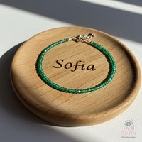 Emerald Anklet | 3MM Faceted Beads | Dainty Summer Styling Accessories