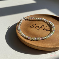 Rainbow Fluorite Anklet | 3MM Faceted Beads | Dainty Summer Styling Accessories