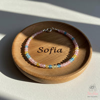 Rainbow Morganite Anklet | 3MM Faceted Beads | Dainty Summer Styling Accessories