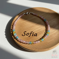 Rainbow Morganite Anklet | 3MM Faceted Beads | Dainty Summer Styling Accessories