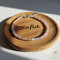 Rainbow Morganite Anklet | 3MM Faceted Beads | Dainty Summer Styling Accessories