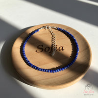 Lapis Lazuli Anklet | 3MM Faceted Beads | Dainty Summer Styling Accessories