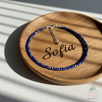 Lapis Lazuli Anklet | 3MM Faceted Beads | Dainty Summer Styling Accessories