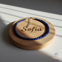 Lapis Lazuli Anklet | 3MM Faceted Beads | Dainty Summer Styling Accessories