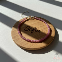 Pink Tourmaline Anklet | 3MM Faceted Beads | Dainty Summer Styling Accessories
