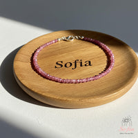 Pink Tourmaline Anklet | 3MM Faceted Beads | Dainty Summer Styling Accessories