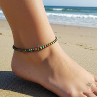 Floral Jasper Anklet | 4MM Polished Beads | Dainty Summer Styling Accessories