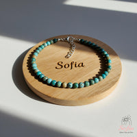 Turquoise Jasper Anklet | 4MM Polished Beads | Dainty Summer Styling Accessories