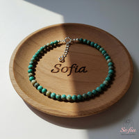 Turquoise Jasper Anklet | 4MM Polished Beads | Dainty Summer Styling Accessories