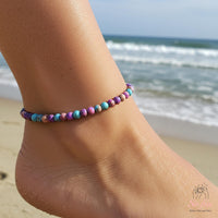 Sea Sediment Jasper Anklet | 4MM Polished Beads | Dainty Summer Styling Accessories
