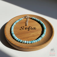 Larimar Anklet | 3MM Faceted Beads | Dainty Summer Styling Accessories