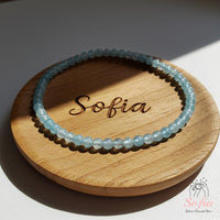 4MM Aquamarine Bracelet | Dainty Beaded Crystal Jewelry