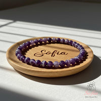 4MM Chevron Amethyst Bracelet | Dainty Beaded Crystal Jewelry