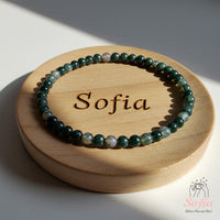 4MM Moss Agate Bracelet | Dainty Beaded Crystal Jewelry