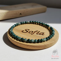 4MM Moss Agate Bracelet | Dainty Beaded Crystal Jewelry