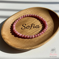 4MM Pink Rhodonite Bracelet | Dainty Beaded Crystal Jewelry