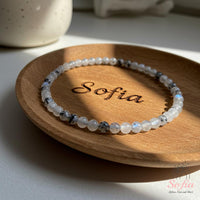 4MM Black Moonstone Bracelet | Dainty Beaded Crystal Jewelry