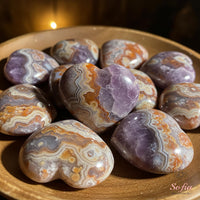 Lace Agate & Amethyst Crystal Heart | Crystal Decor