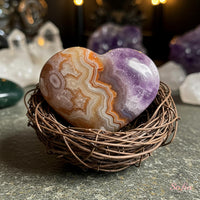 Lace Agate & Amethyst Crystal Heart | Crystal Decor