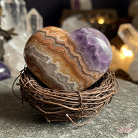 Lace Agate & Amethyst Crystal Heart | Crystal Decor