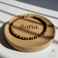 Tiger'S Eye Anklet | 3MM Faceted Beads | Dainty Summer Styling Accessories